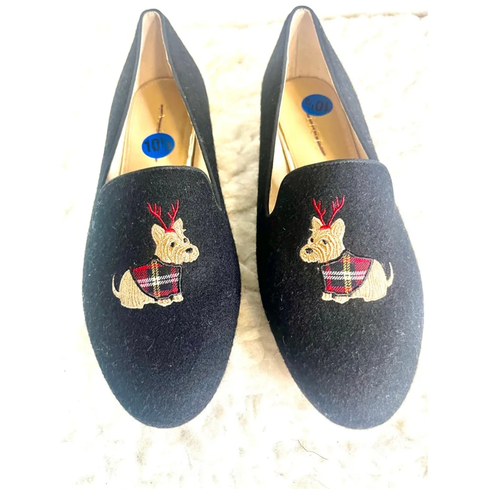 Talbots Ryan Embroidered Dog Loafer- Flannel Women Size 10.5 - Picture 1 of 9